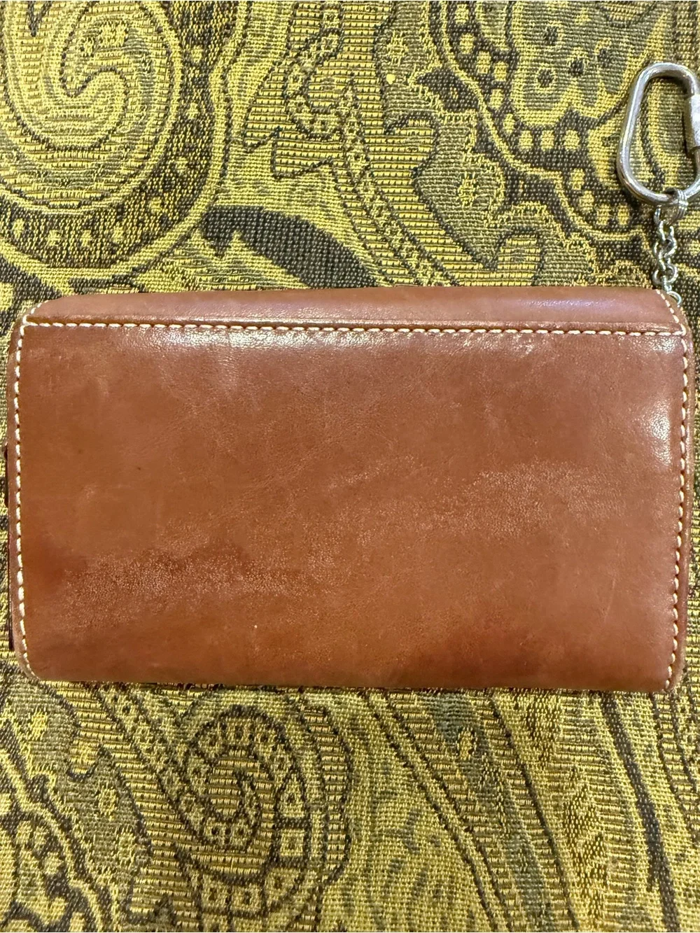 COACH Brown Leather Key & Card Holder with Embossed Logo Vintage